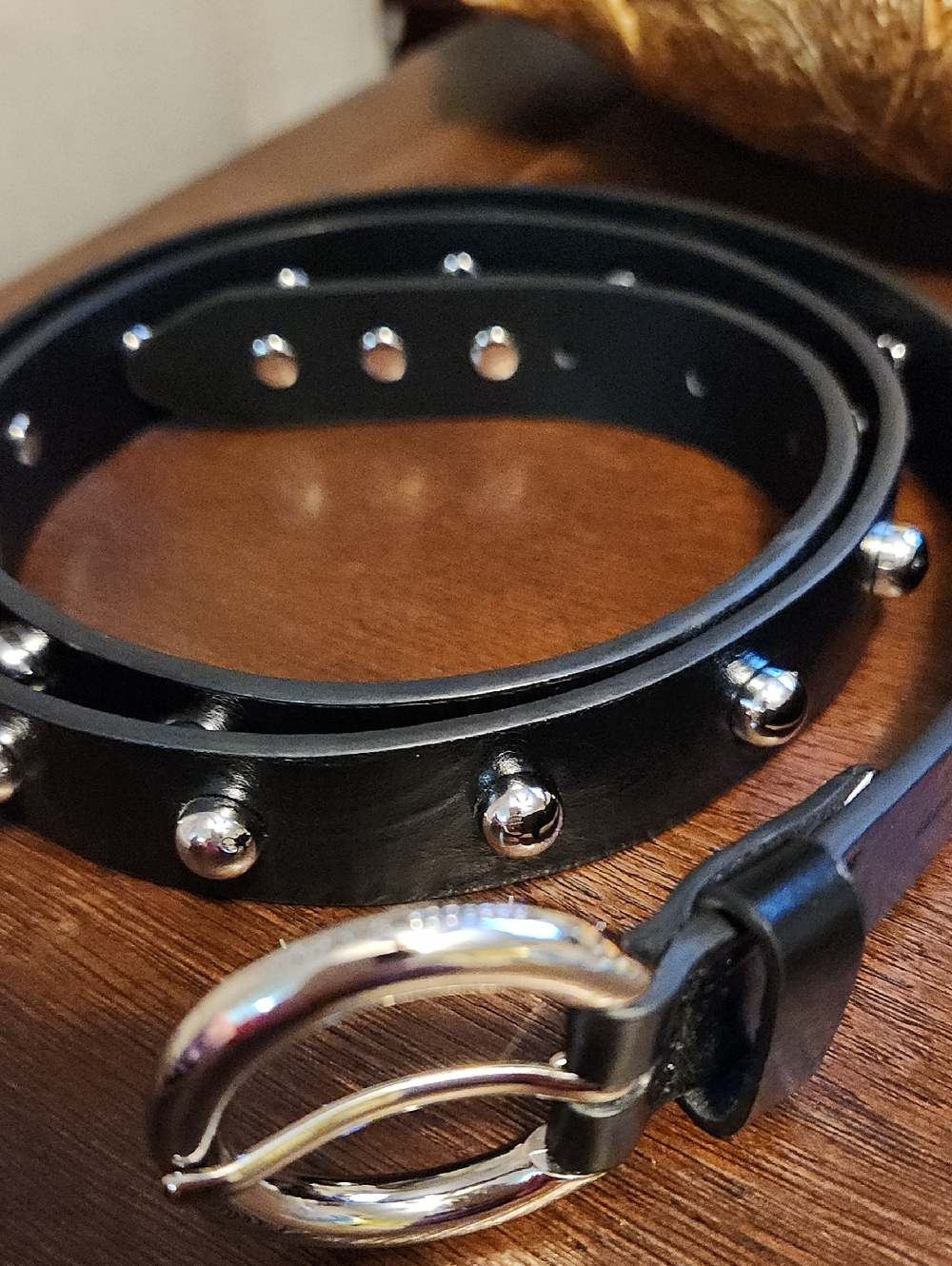 Rebecca Minkoff Black Genuine Leather Milan Dome Studded Belt